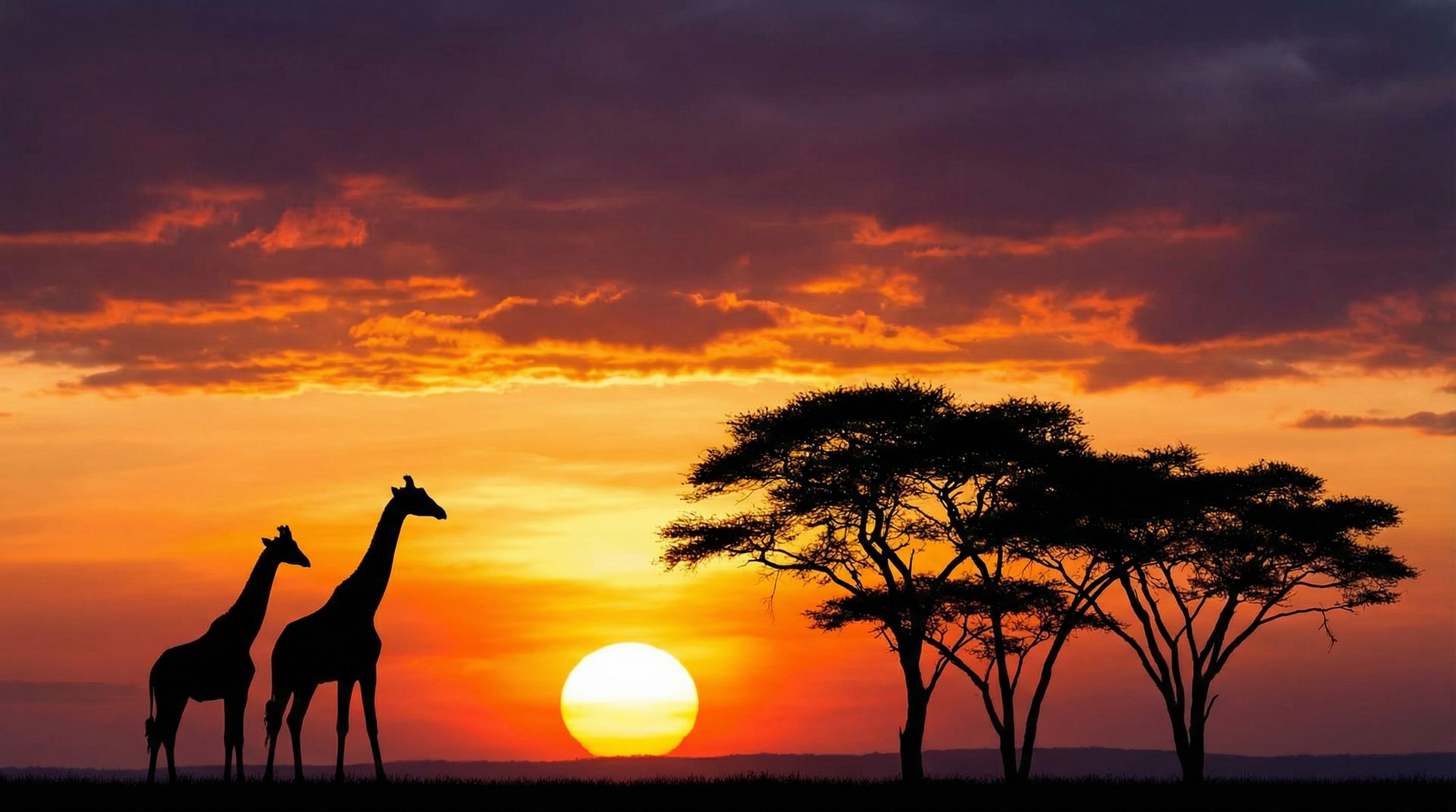 抖音揭秘短视频：长颈鹿日落剪影