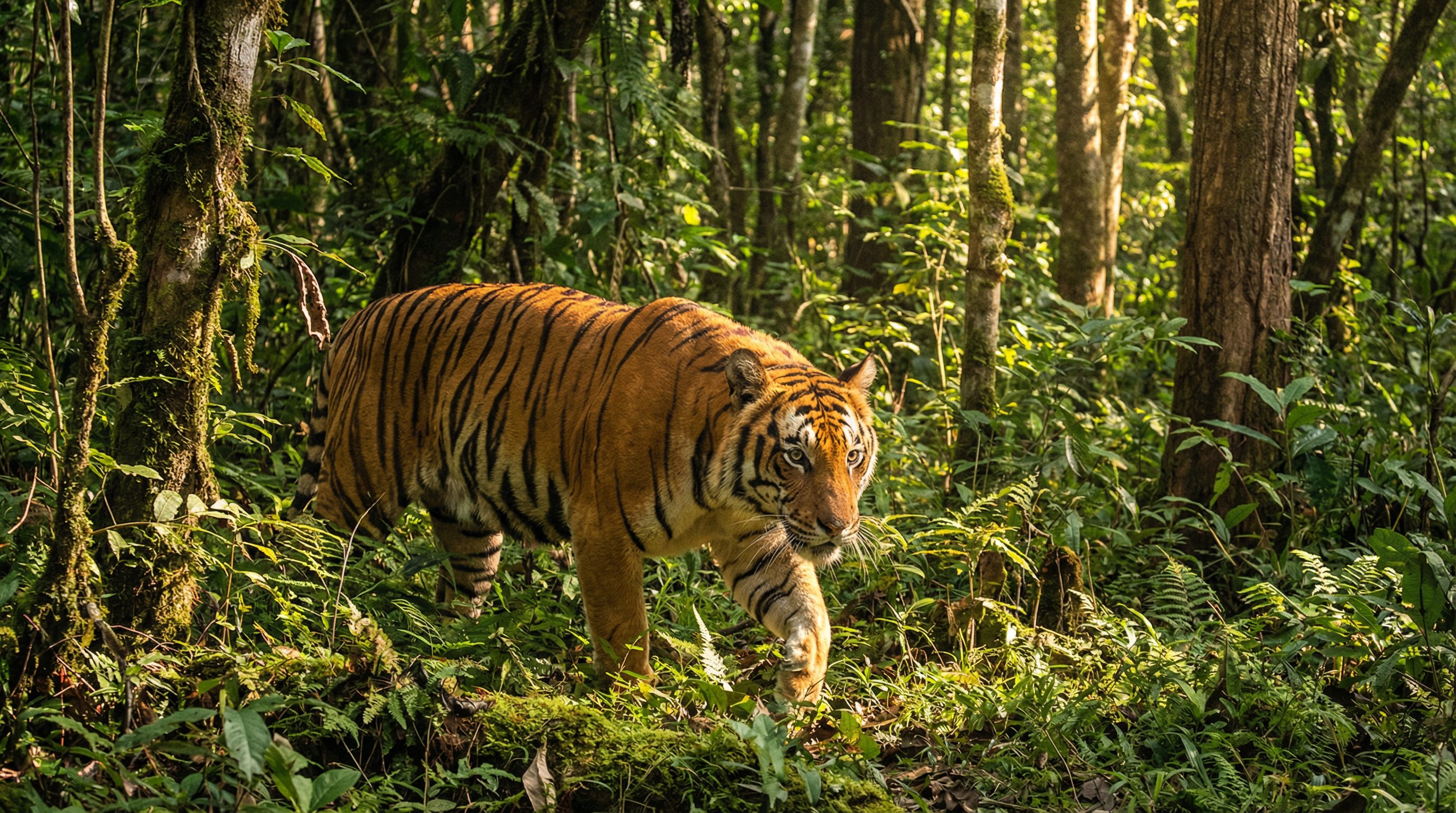 抖音揭秘视频：孟加拉虎丛林巡视视频